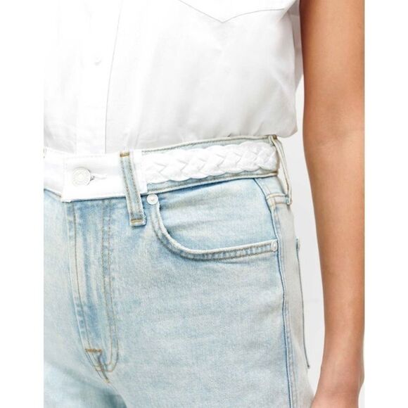 7 For All Mankind • High Waist Cropped Straight with Braided Belt - Picture 3 of 9